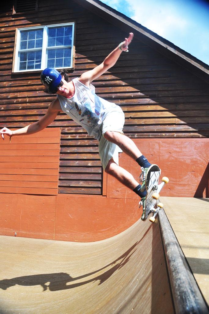 Junior business management major Zion Greenfield Skates takes a break before work to skate the mini ramp. The newly completed ramp, located off  HWY 105, is one of the only places to legally skateboard in Boone. Joey Johnson | The Appalachian