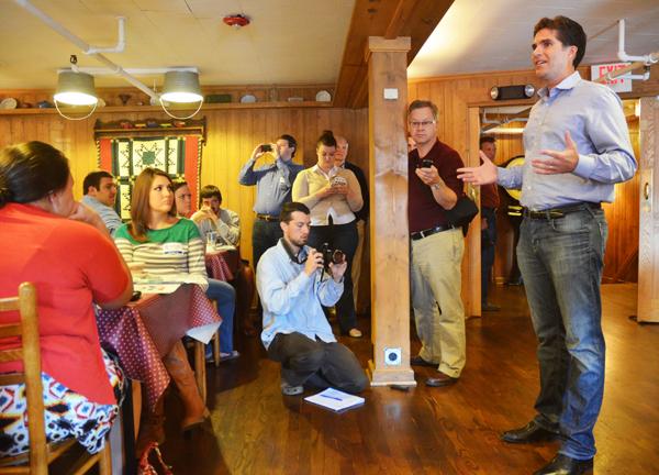 Tagg Romney, son of republican presidential candidate Mitt Romney, speaks to the College Republicans during a breakfast at Daniel Boone Inn Thursday morning. Maggie Cozens | The Appalachian