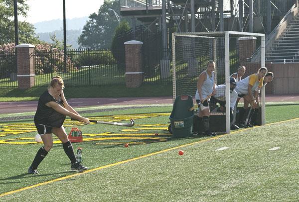 The women’s field hockey team practices in Kidd Brewer Stadium. When graduating from high school, student athletes are often faced with the difficult decision to choose which sport to play.  Conor McClure | The Appalachian