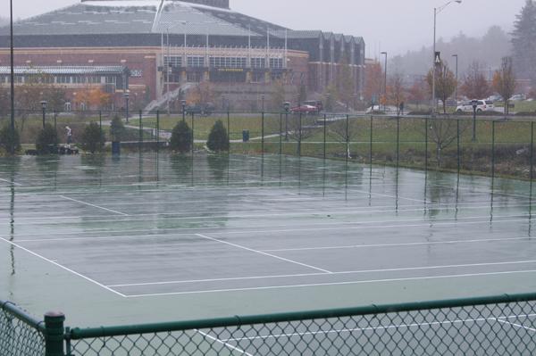 The tennis courts on Rivers street  and at the Athletic Center have been refurbished as of last Friday. The cracks in the court have been fixed and new nets will be installed. Amy Kwiatkowski | The Appalachian