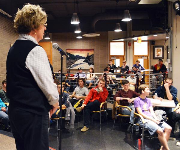 Featured Speaker Roberta Dunn of Charlotte, NC speaks at the Transgender Day of Remembrance at Whitewater Cafe. Aneisy Cardo | The Appalachian