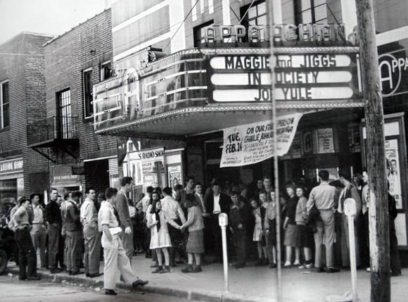 Patrons line up for a performance of Maggie and Jiggs In Society. Plans are to restore the theater as close as possible to its original 1938 appearance. 