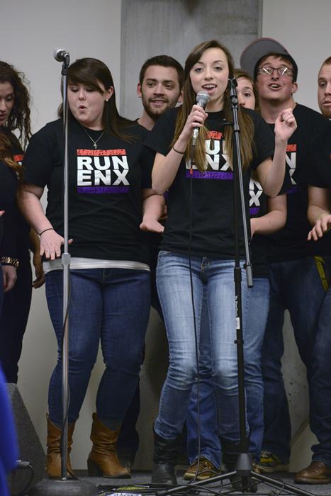 Enharmonics performs Tuesday evening at the Concert for Justice in Plemmons Student Union. The concert kicked off Social Justice Week and featured a capella, dance and solo acts.  Courtney Roskos  |  The Appalachian