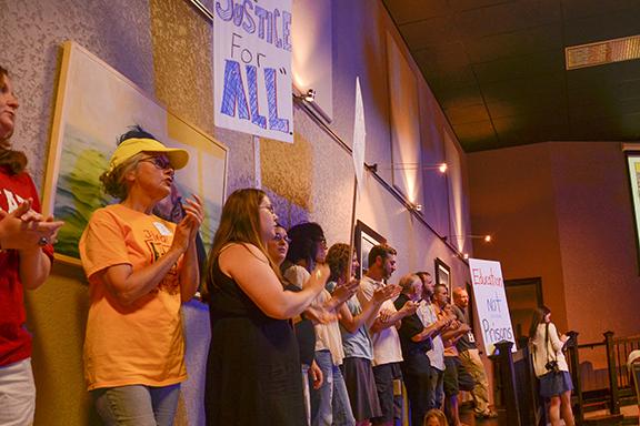 Students and community members rally at the Take the Dream Home to Boone event. Photo by Kim Reynolds  |  The Appalachian