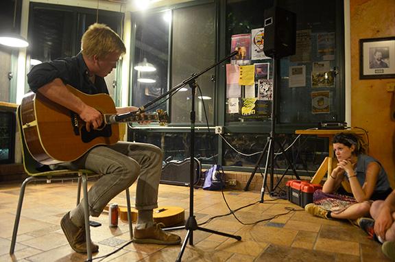  Daniel Bachman performs a style of guitar playing which he describes as “psychedelic Appalachia” Monday night at Espresso News.  Photo by Bowen Jones  |  The Appalachian