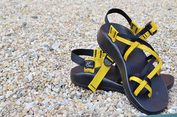 The marketing specialist and product line manager of the shoe company Chaco visited Boone on Monday. Chaco held a drawing at Footsloggers with prizes that included this pair of custom  Appalachian State Chaco sandals.  Photo by Bowen Jones  |  The Appalachian