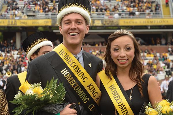 Senior Dylan Russell (left) and junior Olivia Easly (right) were crowned this year’s homecoming king and queen. Photo by Justin Perry  |  The Appalachian