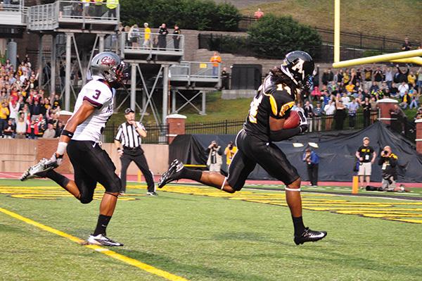 Former wide receiver Sean Price (right) has been dismissed from the Appalachian State football team due to multiple team rule violations. File Photo  |  The Appalachian