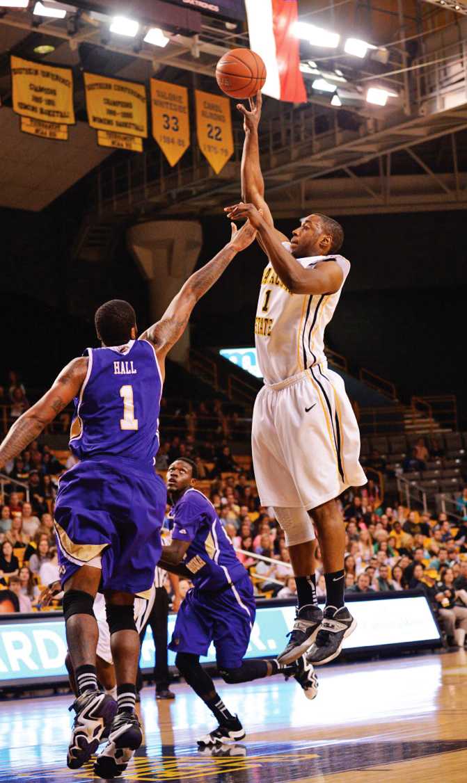 Senior forward Tevin Baskin, who is graduating in May, played his last regular season game Feb. 20 against the WCU Catamounts. Photo by Justin Perry  |  The Appalachian