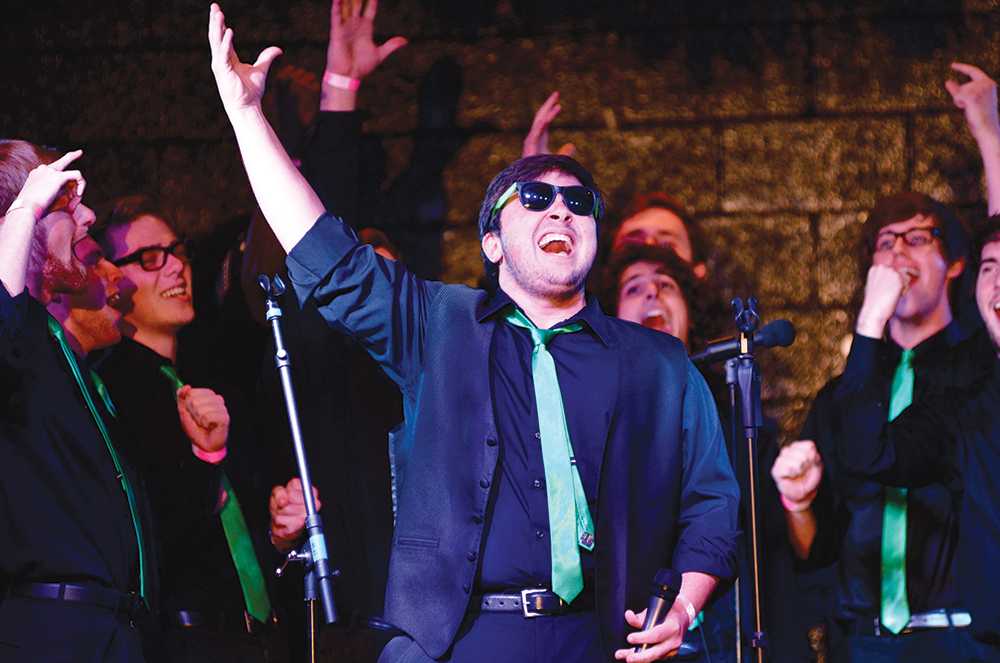 The all-male a capella group Voice Male performs at Acapellagedon in November. All nine App State a capella groups will perform again at Acapocalypse on Sunday in Legends. Photo by Maggie Cozens | The Appalachian