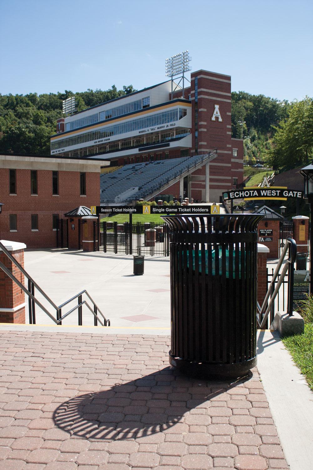 The Kid Brewer Stadium last Wednesday afternoon. The stadium is beginning a new zero waste initiative throughout the facility. Photo by Rachel Krauza | The Appalachian